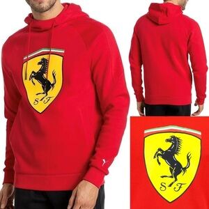 Puma Ferrari 7621340 Men's Shield Graphic Logo Track Pullover Hoodie.Size Large